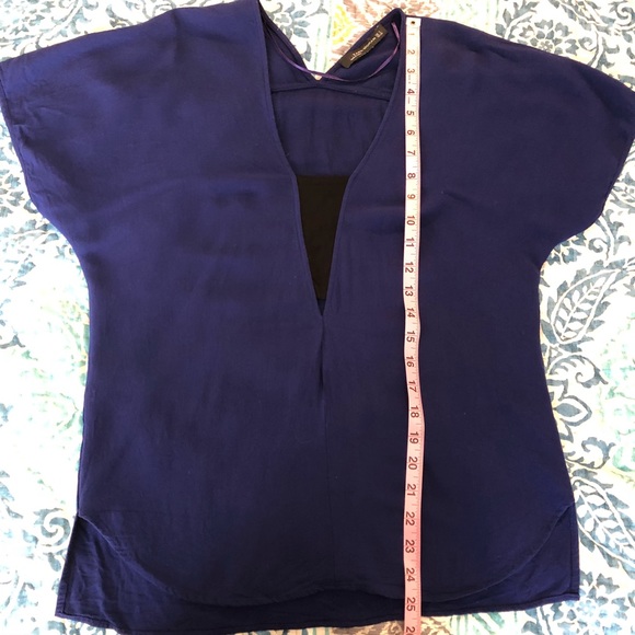 Zara women purple/blue top w/ peep hole in front S - Picture 6 of 8
